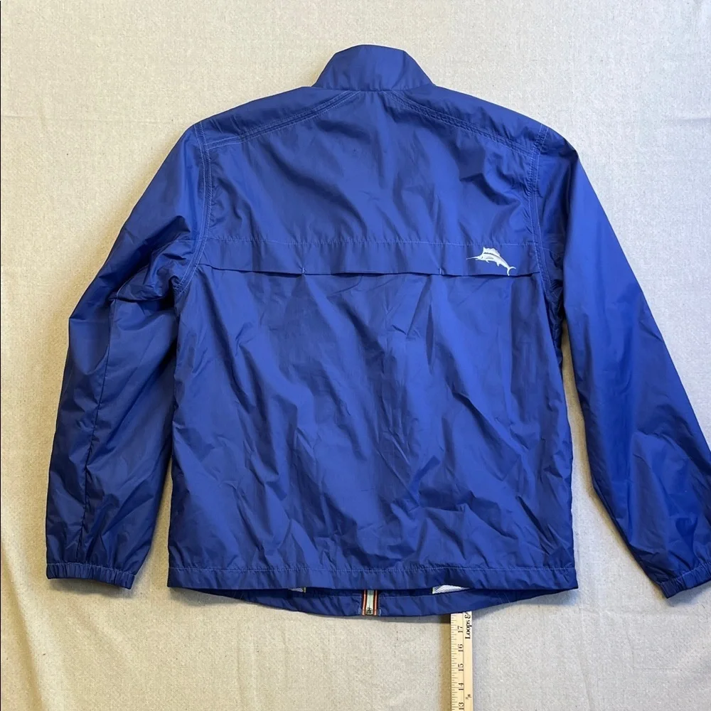 Tommy Bahama Blue Lightweight Windbreaker Jacket Full Zip Relax Logo
